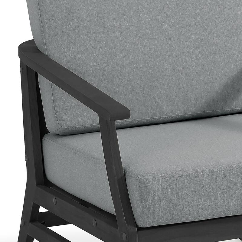 2 Set Patio Teak Wood Outdoor Chair and Side Table Set with Cushions