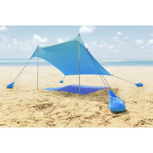 slide 2 of 19, ALPHA CAMP Beach Sunshade 7.6 x 7.2 FT Portable Canopy Tent Sun Shelter Shade with Sandbag Anchors Blue