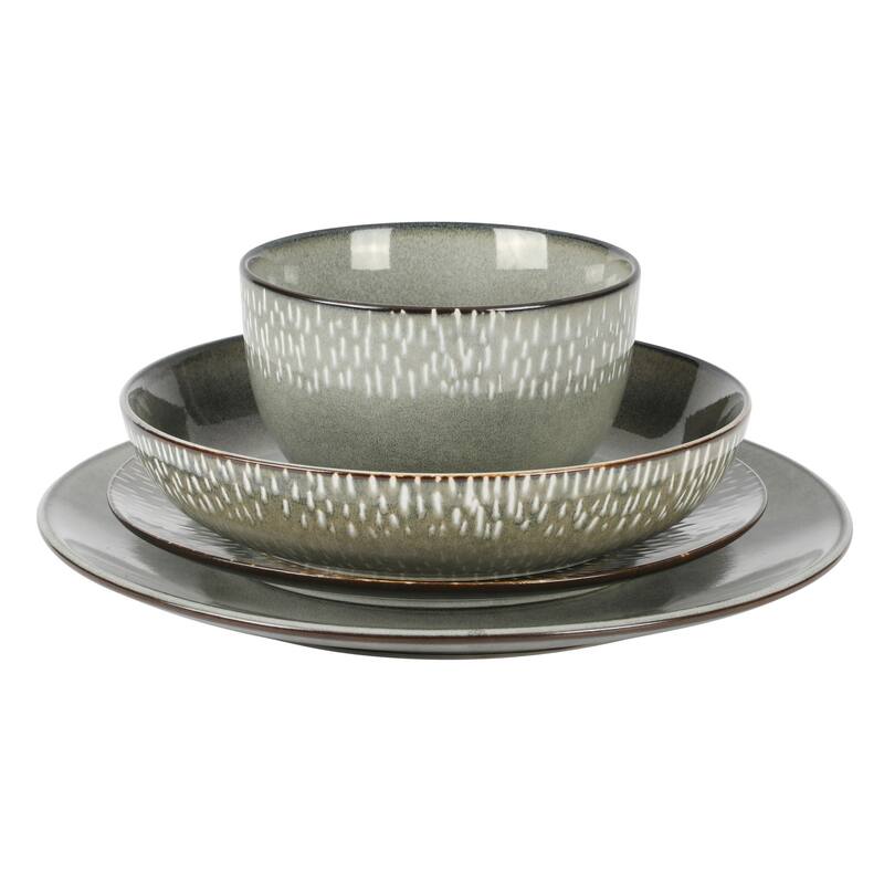 Gibson Elite Matisse 16-Piece Double Bowl Reactive Glaze Stoneware Dinnerware Set