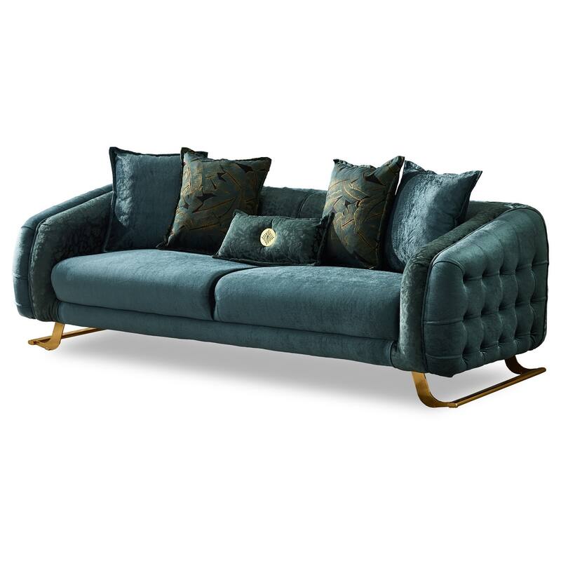 Laura 2-Pieces One Sofa One Loveseat Living Room Set, Metal Leg