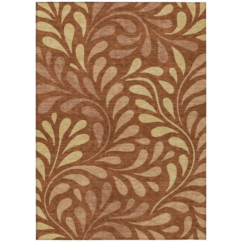 Machine Washable Indoor/ Outdoor Floral Arabesque Chantille Rug