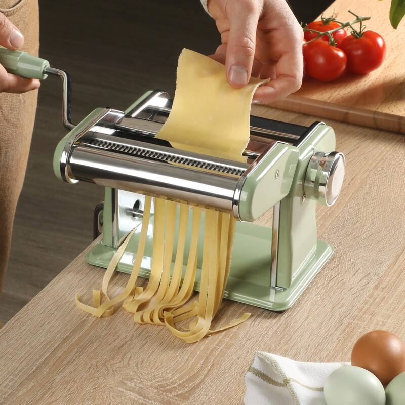 Sur La Table Kitchen Essential Va Bene Manual Pasta Maker Machine, Stainless Steel/Juniper Green