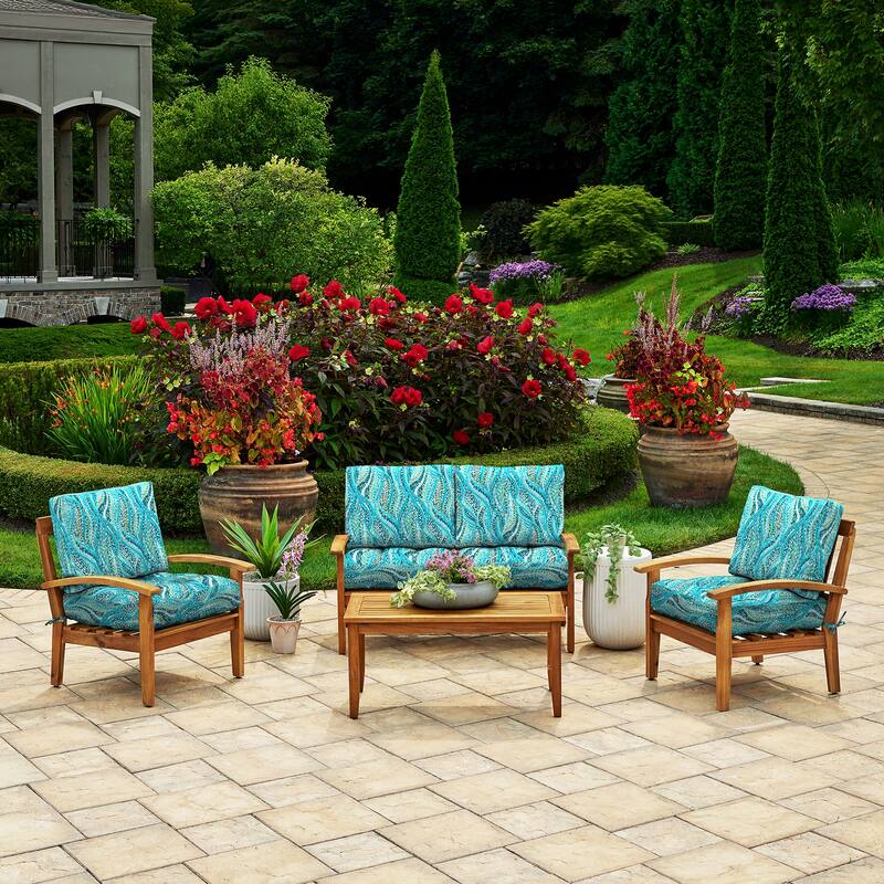 ARDEN Outdoor Plush Modern Tufted Blowfill Deep Seat Set, 24 x 24
