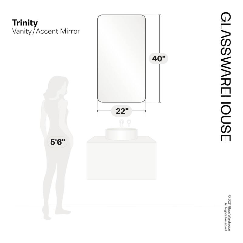 Glass Warehouse SF-SQR-22X40 Trinity 22" W x 40" H Contemporary