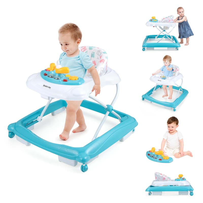 Honeyjoy Foldable Baby Walker with 3 Adjustable Heights Comfy Padded - See Details