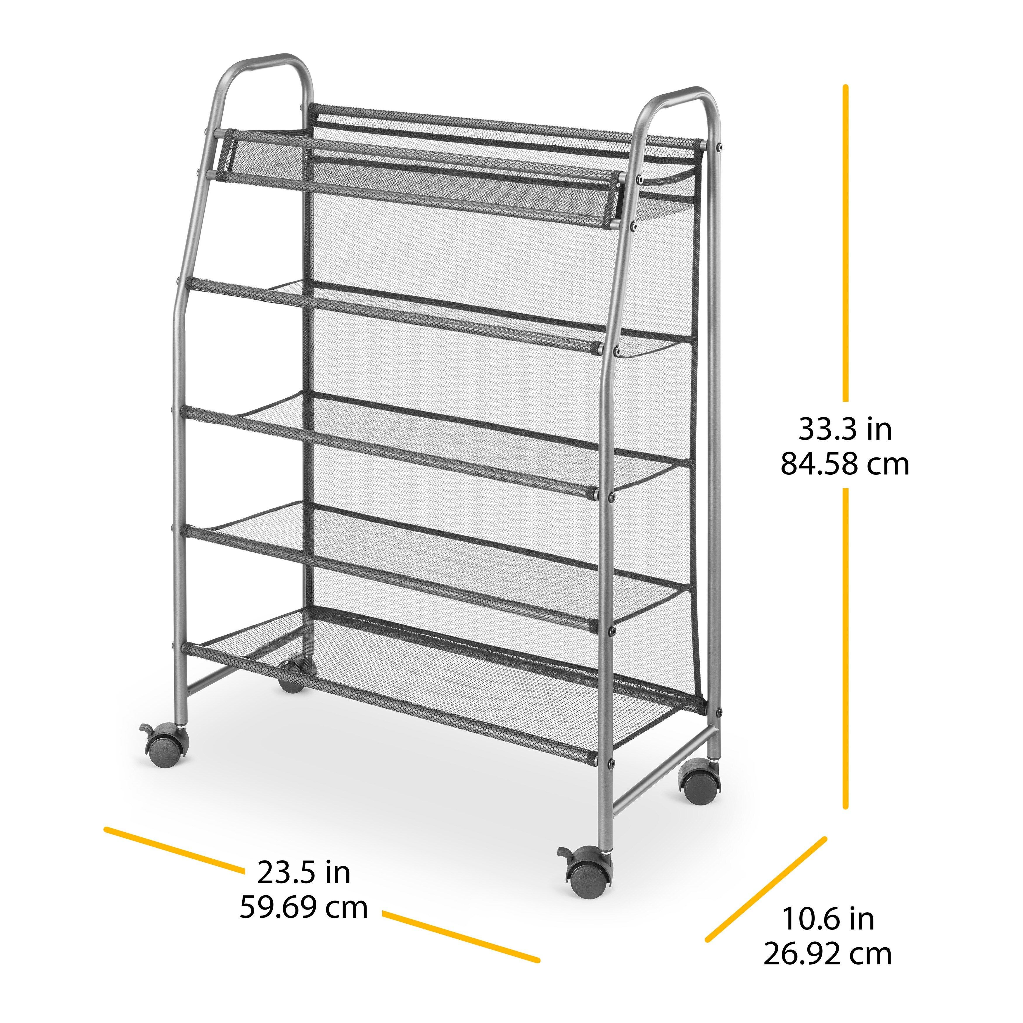 Whitmor 12 Pair Rolling Shoe Rack with Top Tray Gray