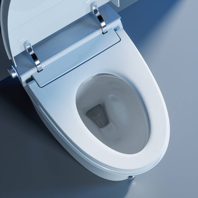 Smart Bidet Toilet with Internal Tank and Flush Pump, 17" Chair Height, Heated Seat, Wash/Dry, Remote