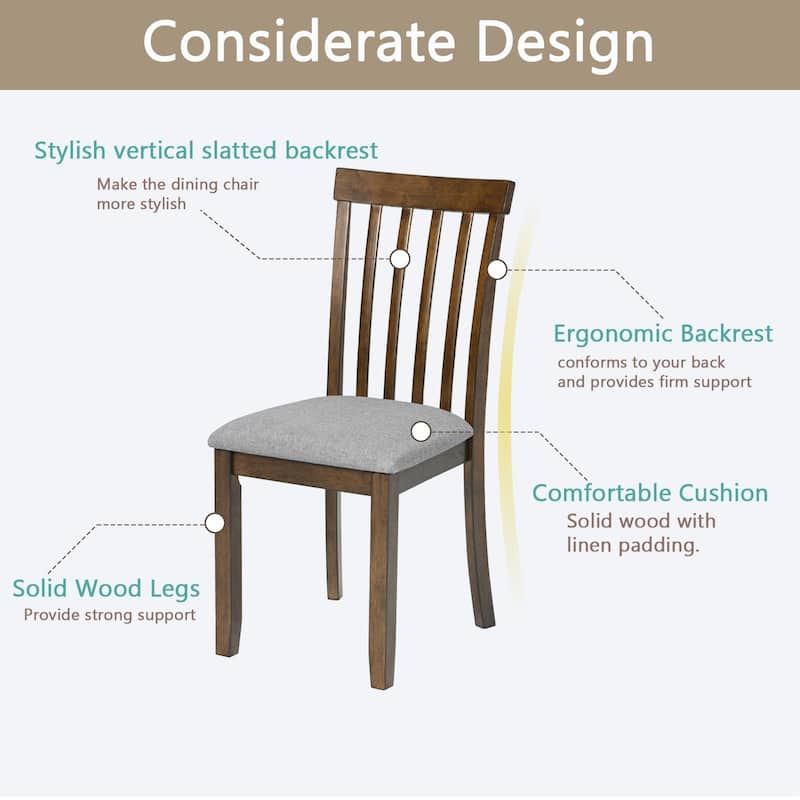 Set of 4 Wooden Dining Chairs with Padded Seats