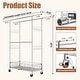 preview thumbnail 3 of 5, Innovaze Multi-Function Rolling Clothes Rack with Extendable Rods, Storage Shelf & Hooks