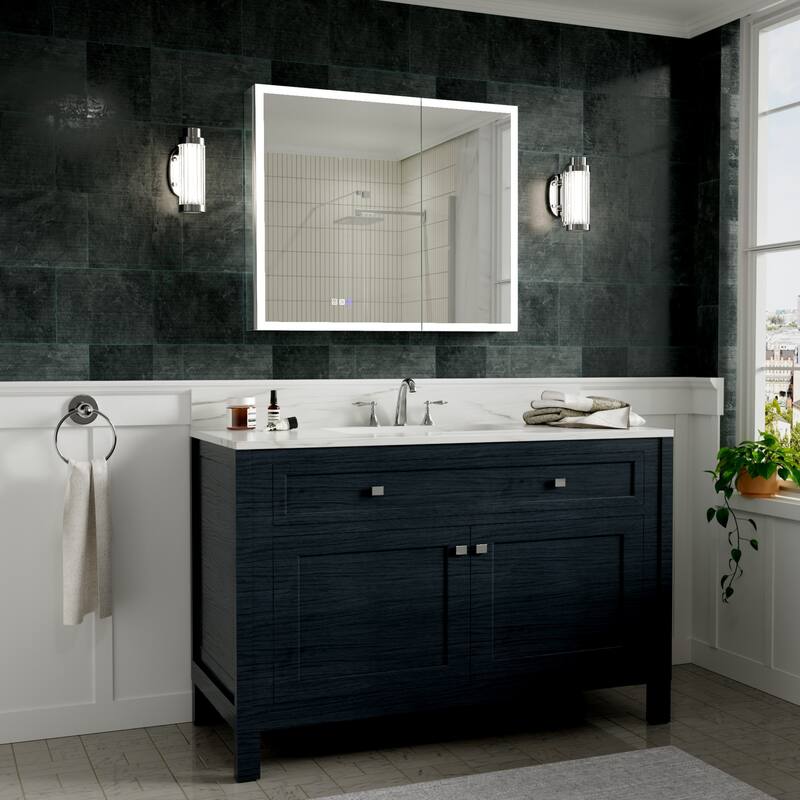 Modland 36"-48"W x 30"H LED Bathroom Medicine Cabinet Dimmable Anti-Fog,Recessed or Surface Mount