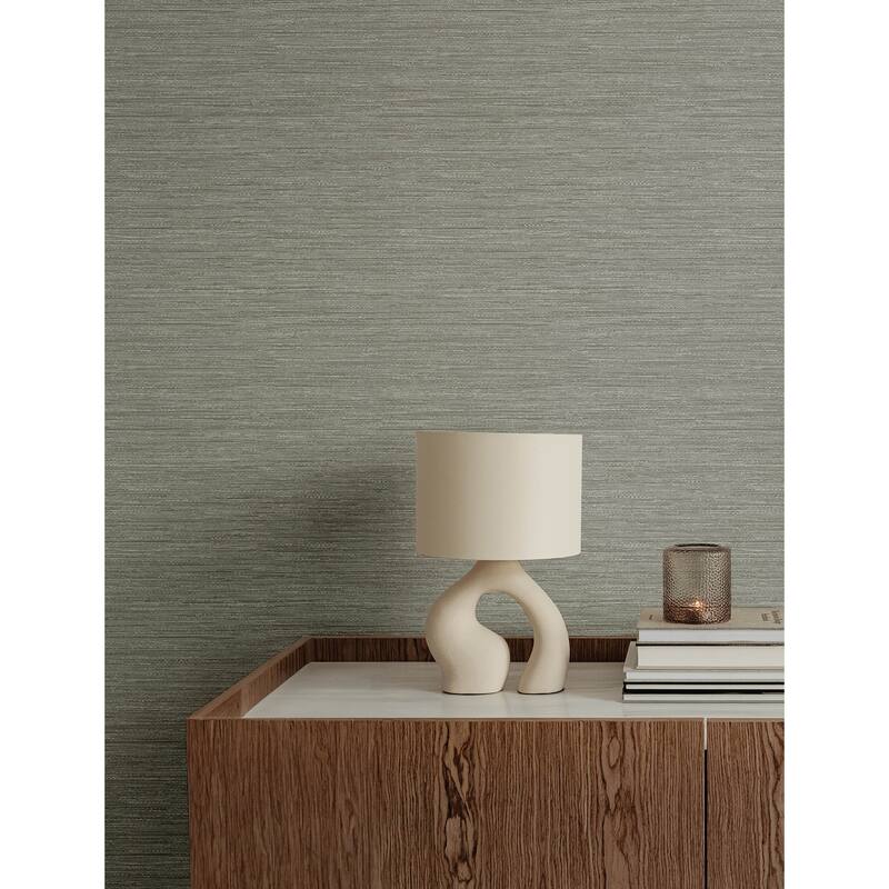 A-Street Prints Sheehan Grey Faux Grasscloth Wallpaper