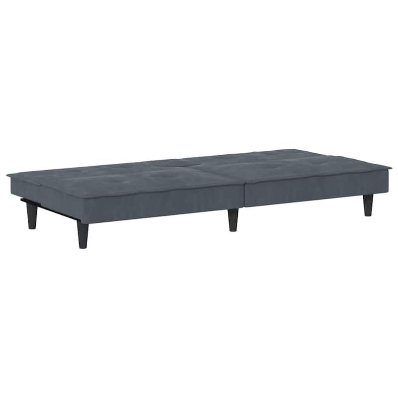 vidaXL Sofa Bed with Cup Holders Dark Gray Velvet - 78.7" x 35" x 27.6"