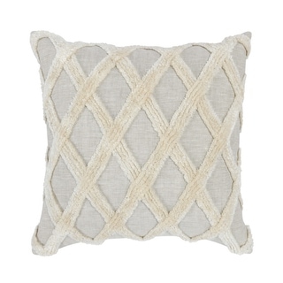 22 x 22 Modern Throw Pillow, Shag, Geometric Diamond, Ivory, Gray ...