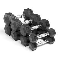 XMark XM-3301-520-B Premium Quality, Rubber Hex Dumbbells -100 lb. Set