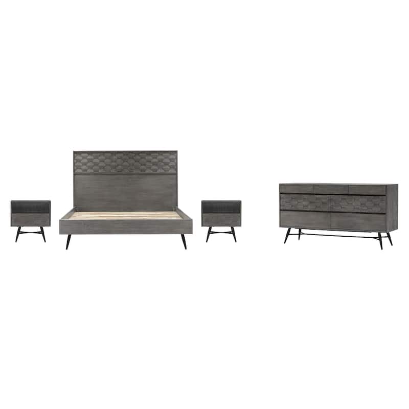 Makena Modern 4 Piece Acacia Wood Bedroom Set