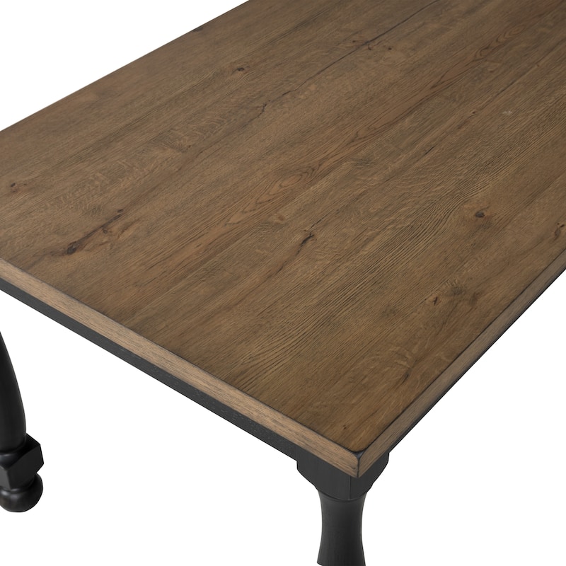 Furniture of America Lucan Modern Farmhouse Black Acacia Dining Table