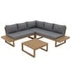 preview thumbnail 21 of 25, Outdoor 4 pieces V-Shaped Acacia Wood Sectional Sofa Set
