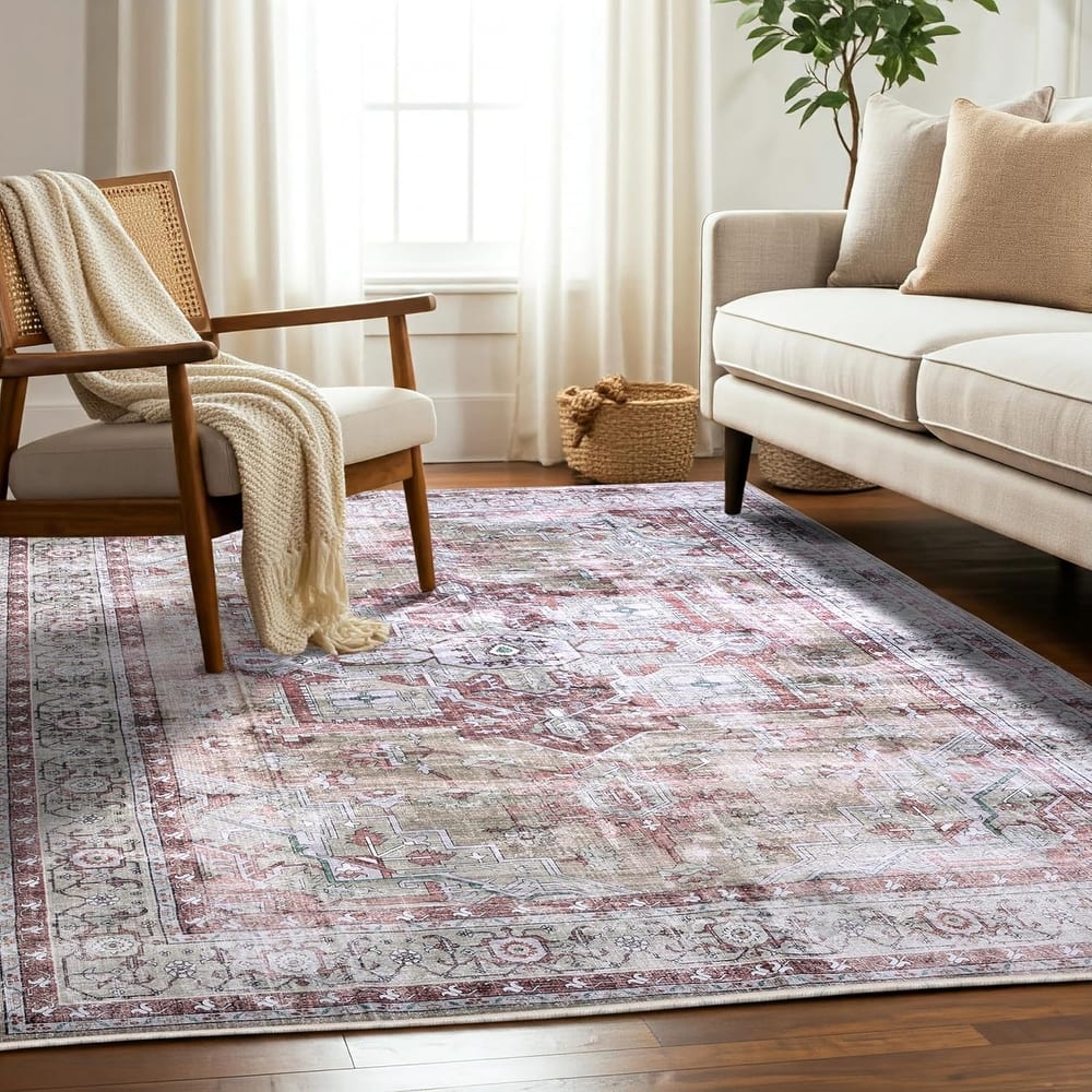 Delara Machine Washable Area Rug, Soft & Durable, Non-Slip Backing, Eco- Friendly GRS certified.