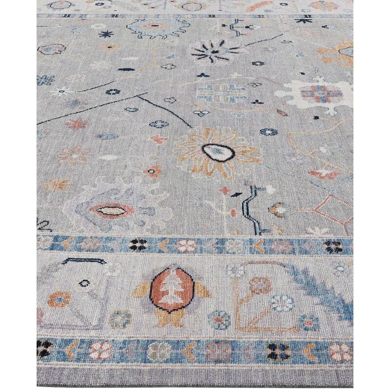Oushak One-of-a-Kind Hand-Knotted Area Rug - Gray - 9' 0" x 11' 10"