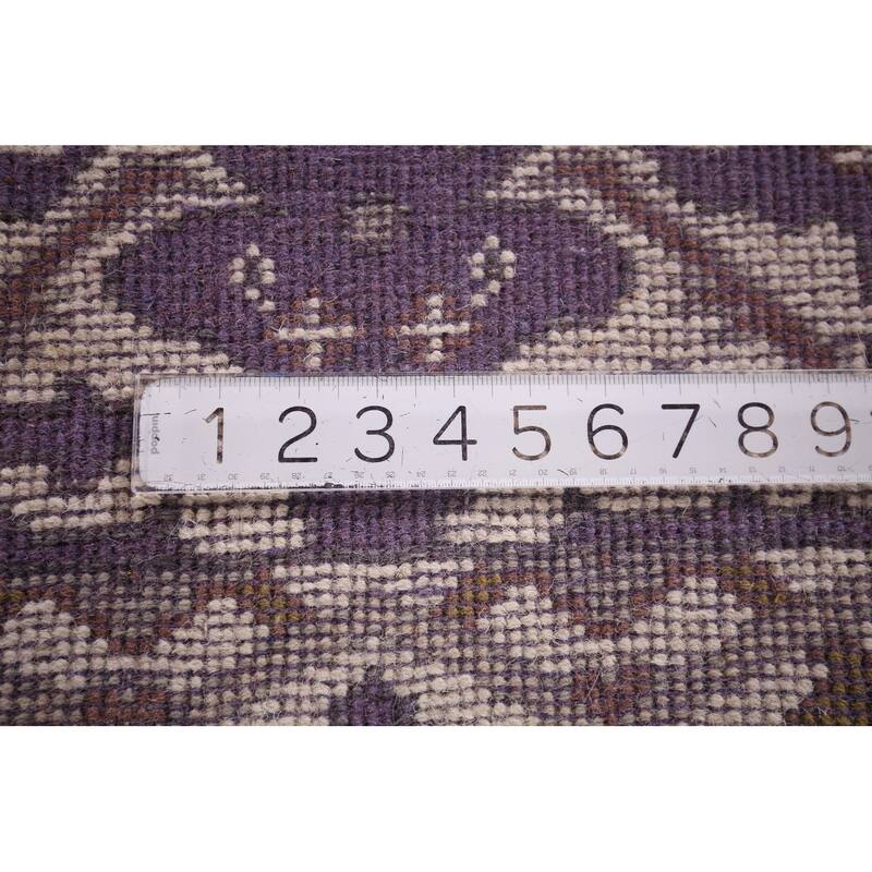 Purple Oushak Oriental Runner Rug Hand-Knotted Hallway Wool Carpet - 2'6"x 10'0"