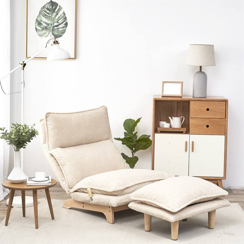 Lazy Sofa Foldable Reclining Chair - White