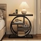 preview thumbnail 3 of 46, Industrial 4-tier Wood Narrow Side End Table with Storage Shelves