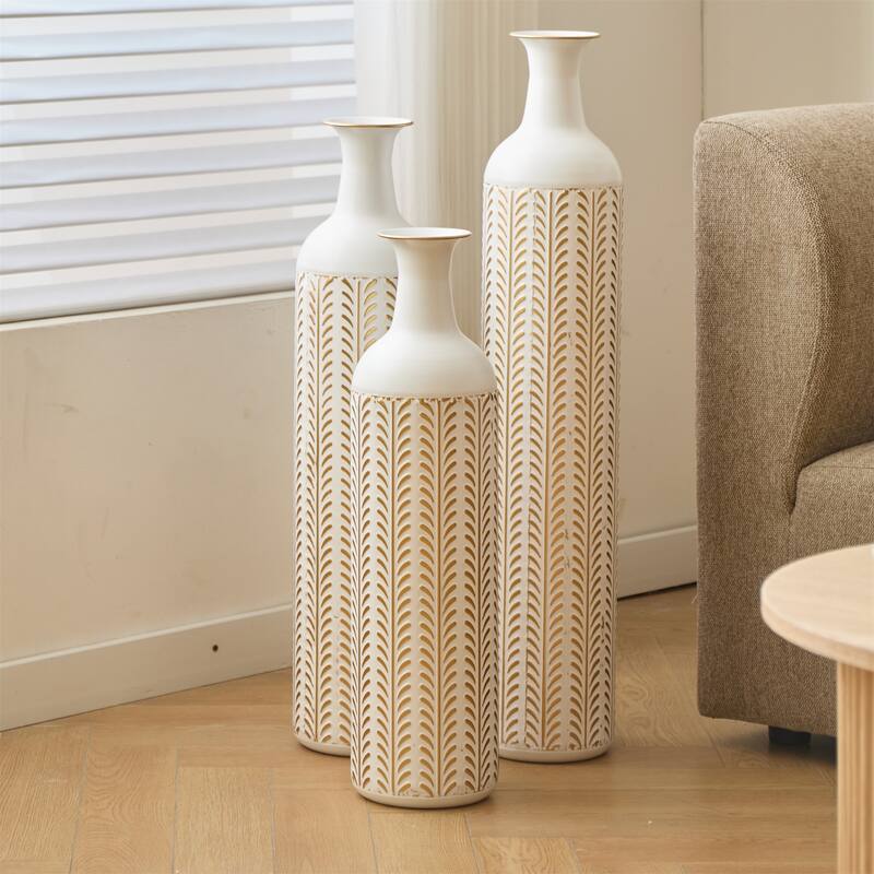 Modern Decoration Floor Metal Vase with Glazed (Set of 3)