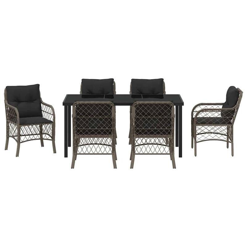 vidaXL Garden Dining Set with Cushion Poly Rattan