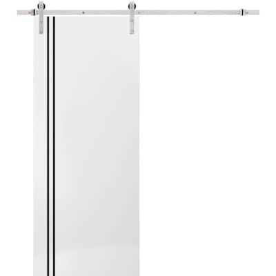Sturdy Barn Door 18 x 80 Planum 0016 White Silk with 6.6FT