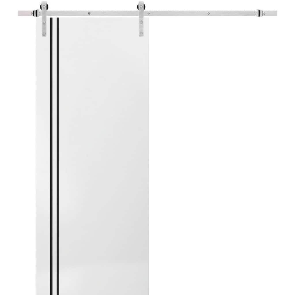 Sturdy Barn Door 18 x 80 Planum 0016 White Silk with 6.6FT