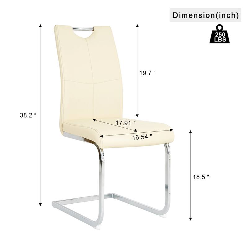 Modern PU Dining Chair Living Room Chair Upholstered Chair, Electroplated Metal Chair Leg Design, Kitchen (Set Of 4)