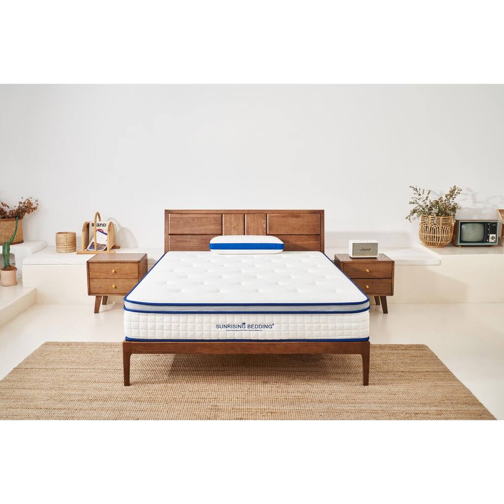 11" Natural Latex Hybrid Mattress, Medium Soft, Top Latex & Gel Memory Foam Hybrid Mattress, Tencel Mattress Cover