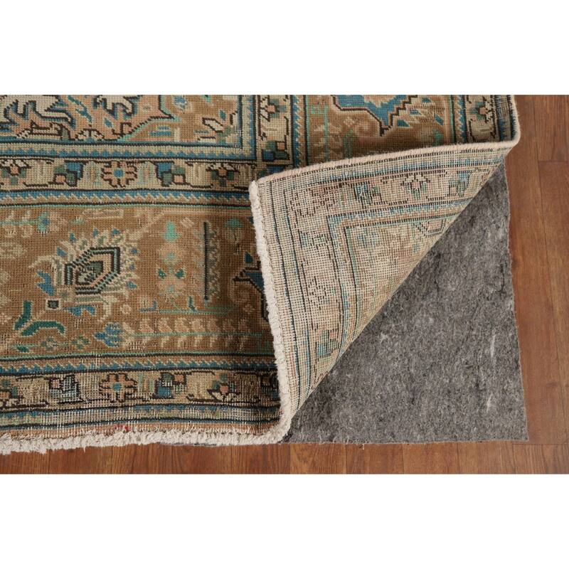 Geometric Tabriz Vintage Persian Area Rug Handmade Wool Carpet - 9'11" x 12'7"