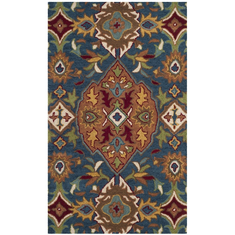 SAFAVIEH Heritage Sheena Hand-tufted Wool Area Rug - 2' x 3' - Camel/Blue