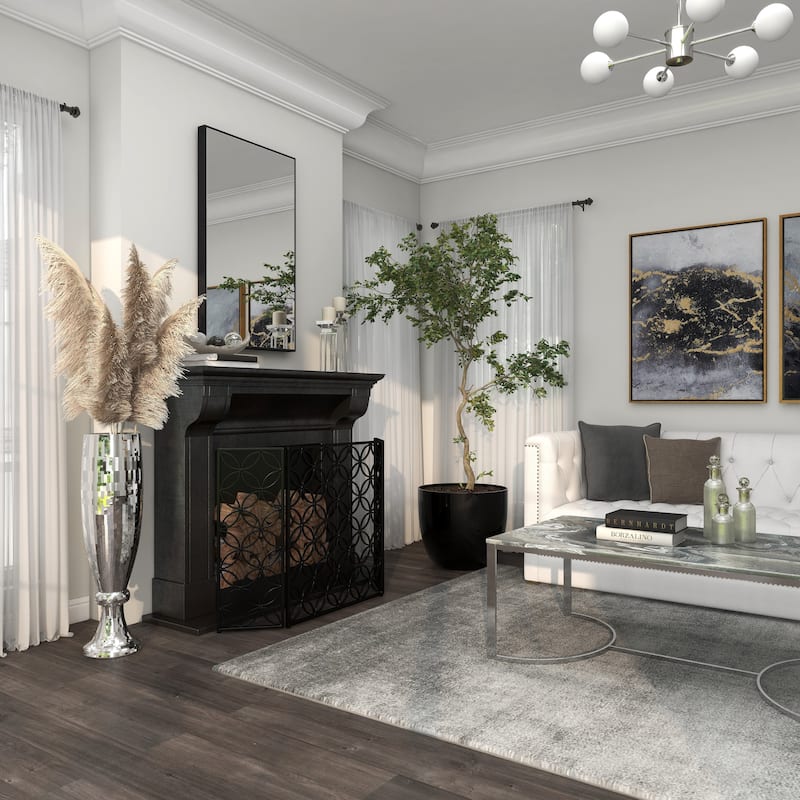 Silver Polystone Glam Vase with Mosaic Mirror Inlay