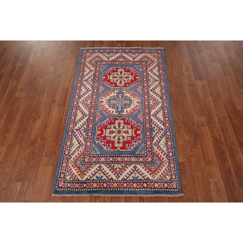 Blue Kazak Foyer Rug Handmade Wool Carpet - 2'6" x 4'4"