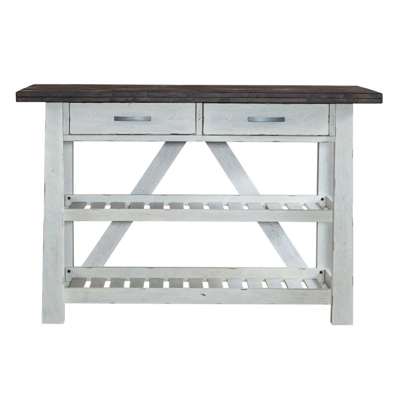 Farmhouse Dining Storage Server White and Natural Wood Finish