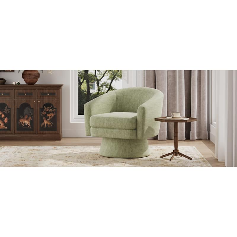 Roomfitters Contemporary 360° Swivel Barrel Chair, Premium Chenille Upholstered Accent Lounge Chair with Plush Cushioning, Green