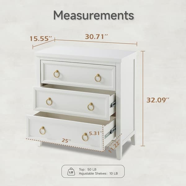 A French Mid-Century Three Drawer Chest with Circular Pulls A French Mid-Century Three Drawer Chest with Circular Pulls