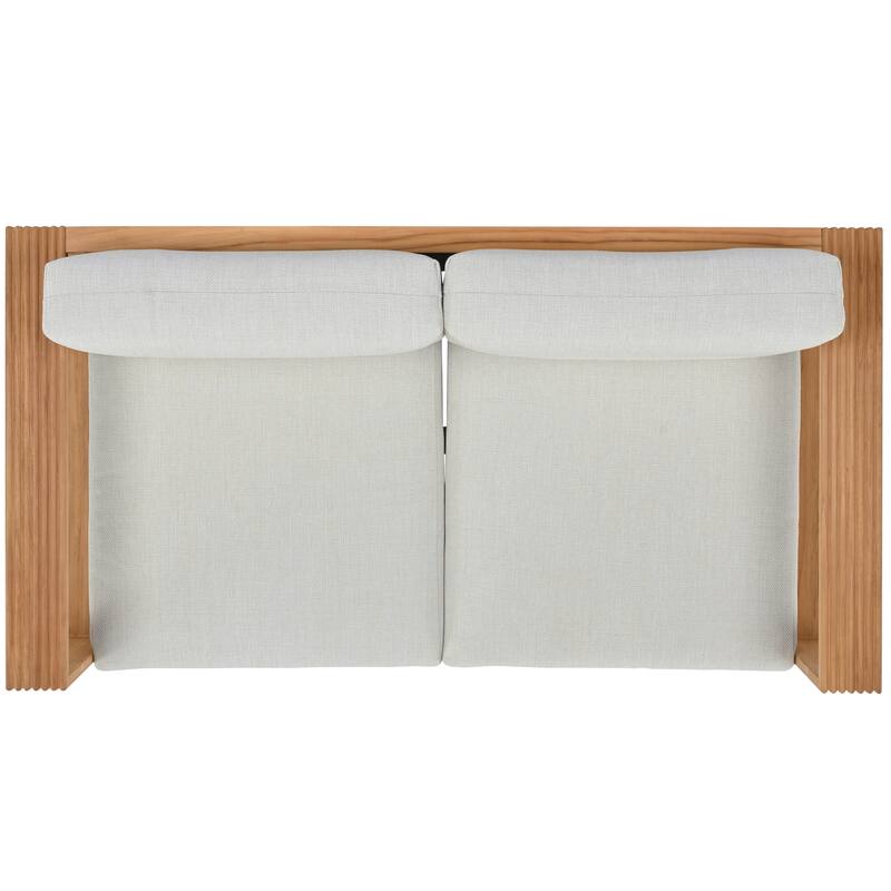 SAFAVIEH Couture Saint Lucia Reeded Teak Wood Patio Loveseat