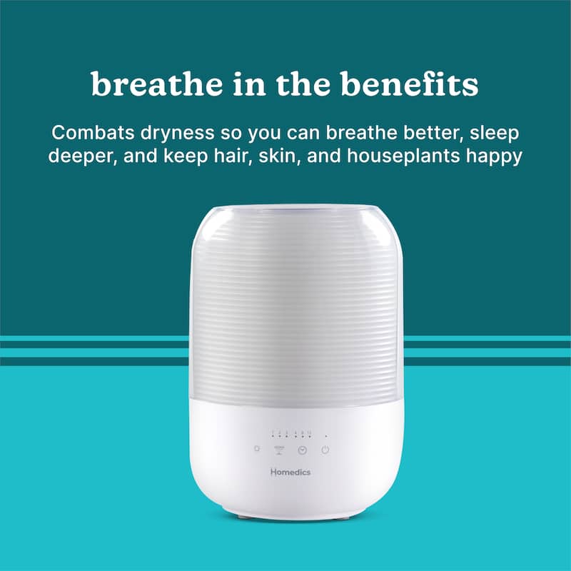 Homedics TotalComfort UHE‑CMTF63 Ultrasonic Cool Mist Humidifier | 3 L Top‑Fill Tank | Night‑Light | White