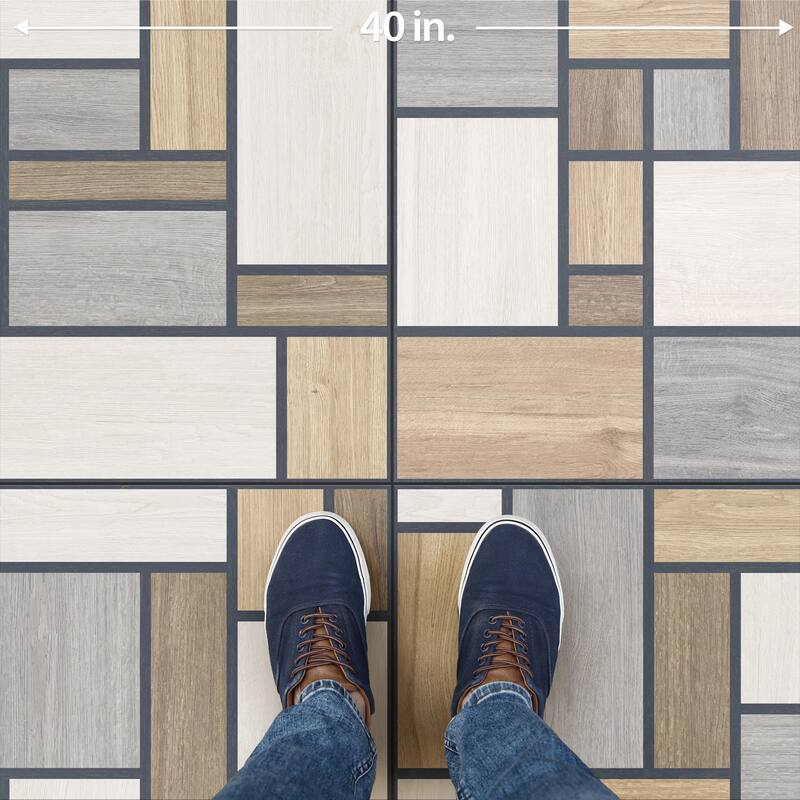 Merola Tile Llama Mondrian 25-5/8" x 25-5/8" Porcelain Floor and Wall Tile