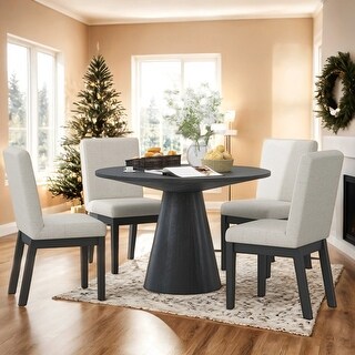 5-Piece Retro Dining Table Set With A Round Table And 4 Upholstered ...
