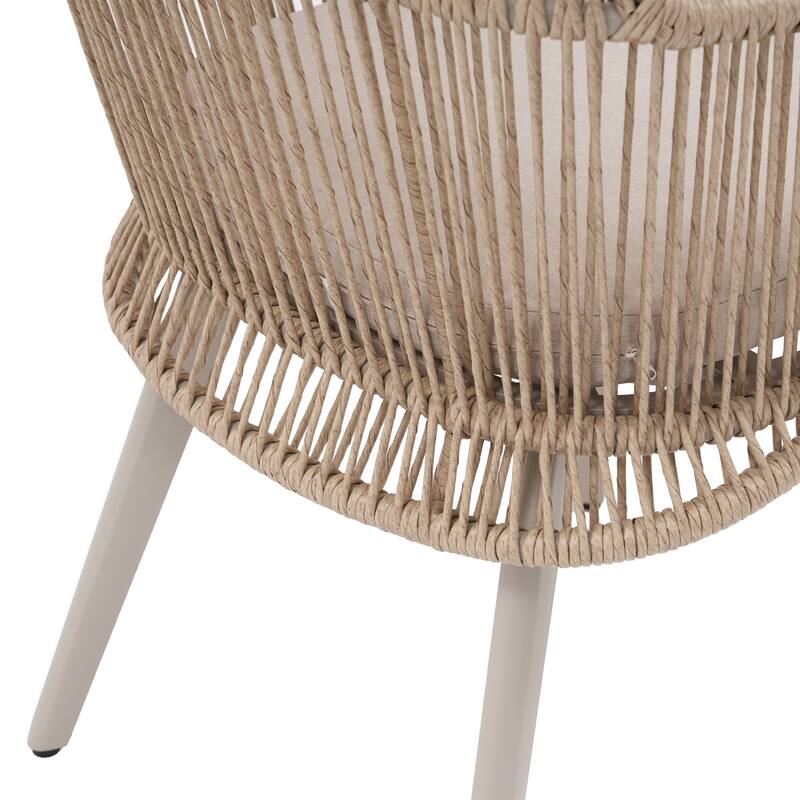 Outdoor 2-piece Dining PE Wicker Arm Chair with Cushion