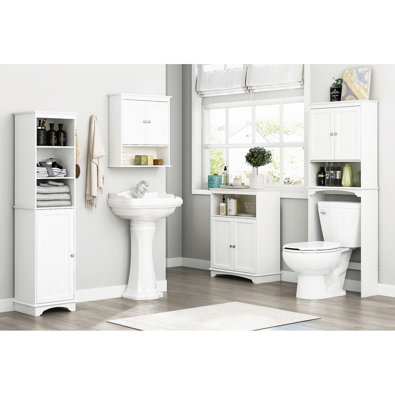 Spirich Over The Toilet Storage Cabinet, Above Toilet Storage Cabinet with  Doors, Freestanding Bathroom Space Saver, White
