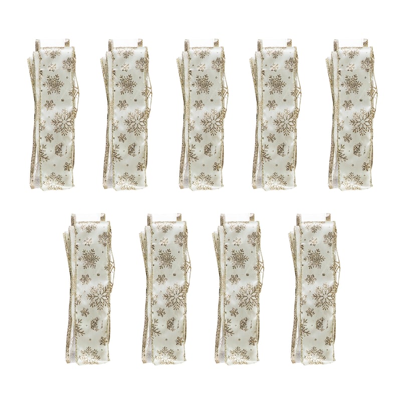 Glitzhome Set of 9 32"L Christmas Snowflake Ribbon Bow Ornament Tree Topper Decor