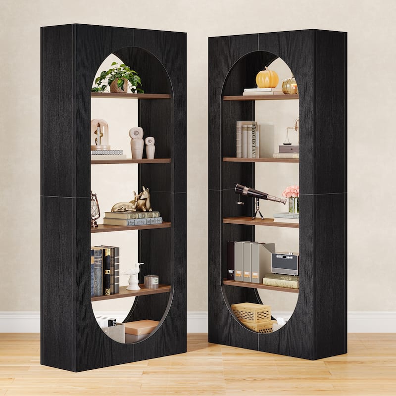 70.9 Inches Tall Arched Bookshelf, 5-Tier Modern Bookcase