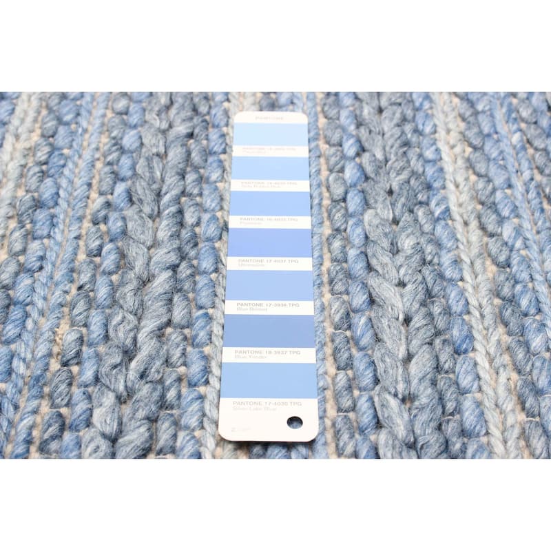 ECARPETGALLERY Braid weave Sienna Blue Wool Rug - 5'0 x 8'3