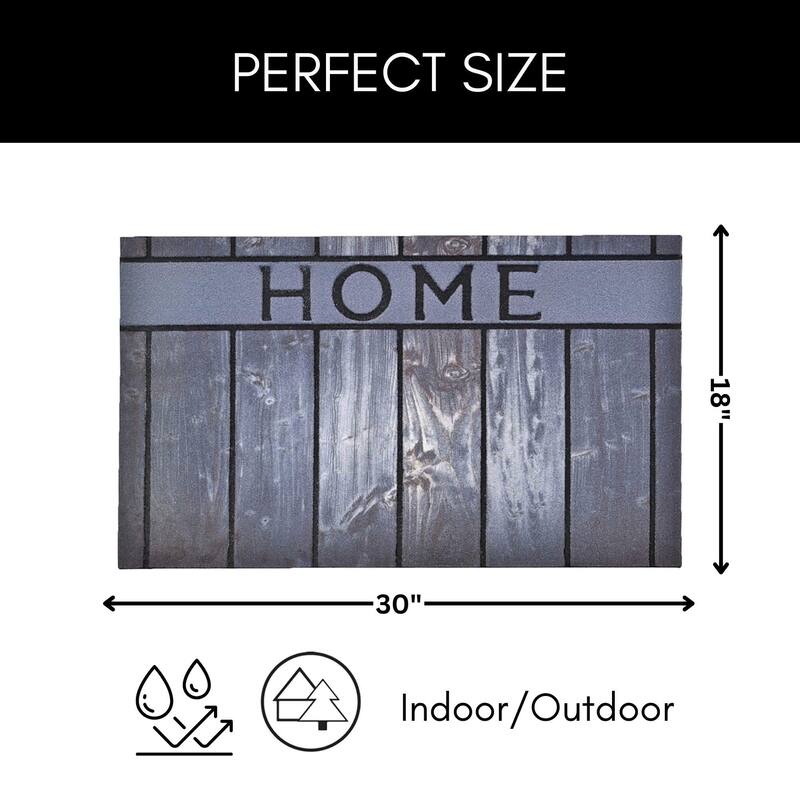 Outdoor Front Door Mat 30x18 Inch Rubber Rug with 'Home' Design