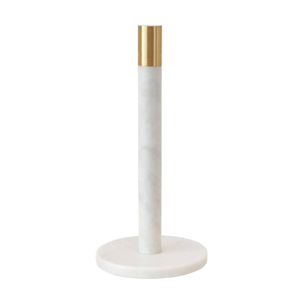 Marble Paper Towel Holder with Brass Accent Band